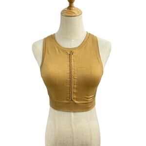 Offline by Aerie Boho Ribbed Seamless Crop Tank with Braided Detail, Size S